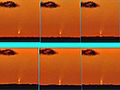 Une très rare séquence du mirage (en) inférieur du coucher de la comète.