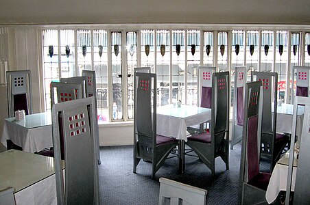 Interior of Willow Tearooms by Charles Rennie Mackintosh, in Glasgow