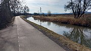 EV9 as "Thermenradweg" along the Wiener Neustadt Canal near Baden, Lower Austria, Austria.