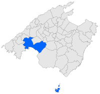 Localisation de Palma dans l'île de Majorque.