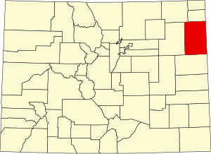 Map of Colorado highlighting Yuma County