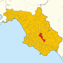 Kommunens läge i Salerno