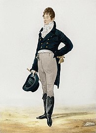 Beau Brummel (1776-1840) introduced the ancestor of the modern blue suit