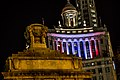 London Guarantee Building lit in the colors of the French flag, after the 2016 Nice truck attack