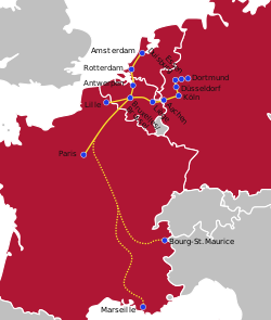 Thalys-yhteydet vuonna 2010