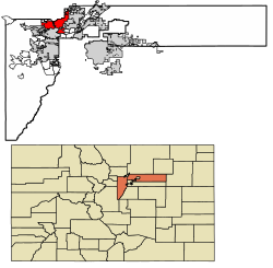 Location of Westminster in Adams County and Jefferson County, Colorado