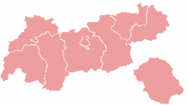 Onderverdeling van Tirol in steden en districten
