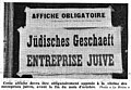 Marque obligatoire bilingue allemand-français à afficher sur la devanture des entreprises juives, France, oct. 1940.