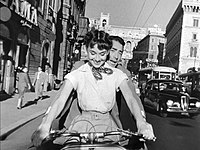 Gregory Peck and Audrey Hepburn in Roman Holiday by William Wyler (1953)
