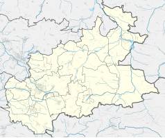 Mapa konturowa powiatu zawierciańskiego, po lewej znajduje się punkt z opisem „Dwór w Rudnikach”