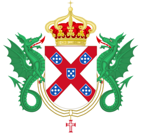 Serpes como suportes do brasão da portuguesa Casa de Bragança.