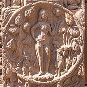 Lakshmi with lotus and two child attendants, probably derived from similar images of Venus[33]