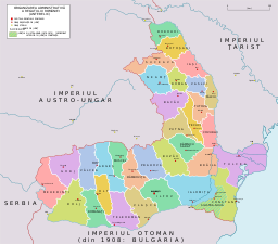 Administrative map of Romania in 1881–1913