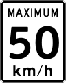 Speed limit sign in British Columbia and Yukon