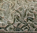 Elbow to the jaw and knee attack. Bas-relief at Angkor Wat(1100s)