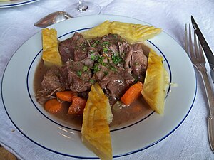 Daube, or Provençal beef stew, cooked in wine