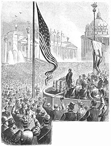 President Cleveland opens the World's Fair, as depicted by Rudolf Cronau in 1893