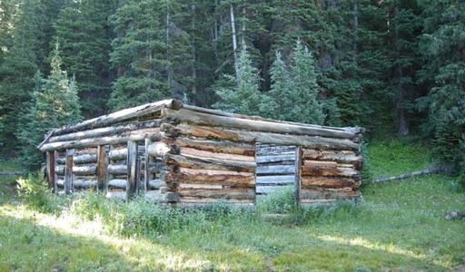 The remains of an old cabin at Dyersville, Colorado