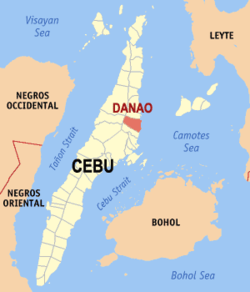 Mapa de Cebu con Dánao resaltado