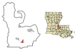Location of Livonia in Pointe Coupee Parish, Louisiana.