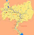 Astracán (А́страхань) nun mapa rusu del Volga
