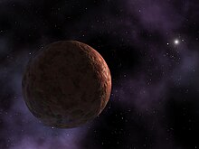 Sedna, un objet rouge et glacé, est à peine éclairé par le Soleil.
