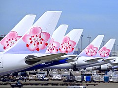 China Airlines aircraft tails feature plum blossoms