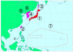 Kekaisaran Jepang, berdasarkan pada naichi nya (1)[b][c] dan gaichi (2–7)