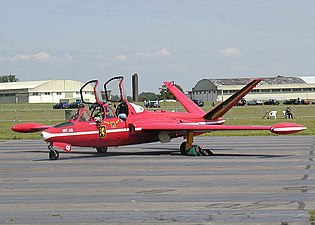 The V-tail of a Belgian Air Force Fouga CM.170 Magister