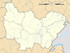 Mapa konturowa Burgundii-Franche-Comté, po lewej nieco na dole znajduje się punkt z opisem „Montigny-aux-Amognes”