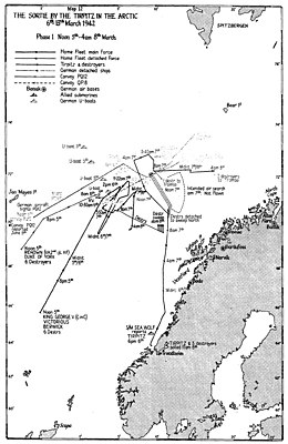 A map showing the movements of naval forces between 5 and 8 March 1942 as described in the article