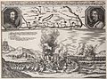 Nikola i Petar Zrinski, spaljivanje osječkoga mosta (17. stoljeće, bakrorez, rad nepoznatoga autora)