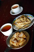 In Myanmar, paratha is commonly eaten as a dessert, sprinkled with sugar.
