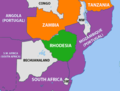 Image 18The geopolitical situation during the Rhodesian Bush War in 1965 – countries friendly to the nationalists are coloured orange. (from Zambia)