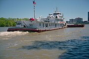 Towboat Martha Mac upbound in Portland Canal on Ohio River (2 of 2), Louisville, Kentucky, USA, 1999