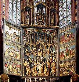 El llamado "retablo" o "altar de la Dormición" o de Cracovia,[126]​ de Veit Stoss (1477-1489).