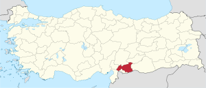 Lokasyon ng Lalawigan ng Gaziantep sa Turkiya