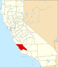 サンルイスオビスポ郡の位置を示したカリフォルニア州の地図