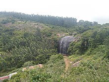 Waterfall and hill from the Kolli Hills region of the Eastern Ghats