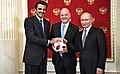 Image 24Russia handing over the symbolic relay baton for the hosting rights of the 2022 FIFA World Cup to Qatar in June 2018 (from Political corruption)