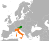 Location map for Austria and Italy.