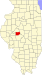 Harta statului Illinois indicând comitatul Menard