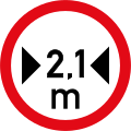 Vehicles exceeding 2.1 metres in width prohibited