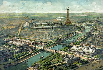 Az 1900-ban Párizsban rendezett világkiállítás panoráma képe madártávlatból