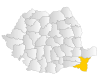 Map of Romania highlighting Constanţa County