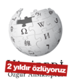 Logo Wikipedia Thổ Nhĩ Kỳ sau hai năm thi hành lệnh chặn Wikipedia ở Thổ Nhĩ Kỳ, với thông điệp "2 yıldır özlüyoruz" (Tiếng Việt: "nhớ bạn suốt hai năm") (2019)