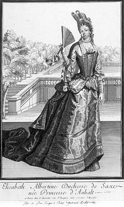 Елизабет Албертина като херцогиня на Саксония-Вайсенфелс-Барби, сл. 1686 г.
