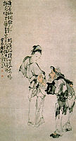 Huang Shen (Chinese: 黃慎, 1687–1772) (one of the Eight Eccentrics of Yangzhou), Fisherman and Fisherwoman, ink on Xuan paper, 18th century, Qing dynasty, China, collection of the Nanjing Museum.