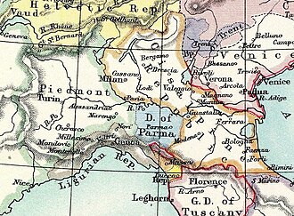 Map shows northern Italy around 1800.