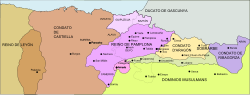 Піренеї в 1004—1035    Памплонське королівство (Наварра)    Арагонське графство    графство Рібагорса    графство Кастилія    герцогство Гасконь    королівство Леон    мусульманська Іспанія